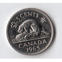 1965 - CANADA 5 Cents Nickel Castoro Q/Fdc